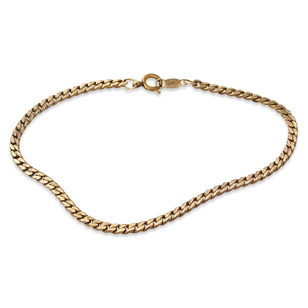 Vintage 12K Gold Filled Curb Link Chain Bracelet Signed Y.P. Unisex 7.25” x 2mm